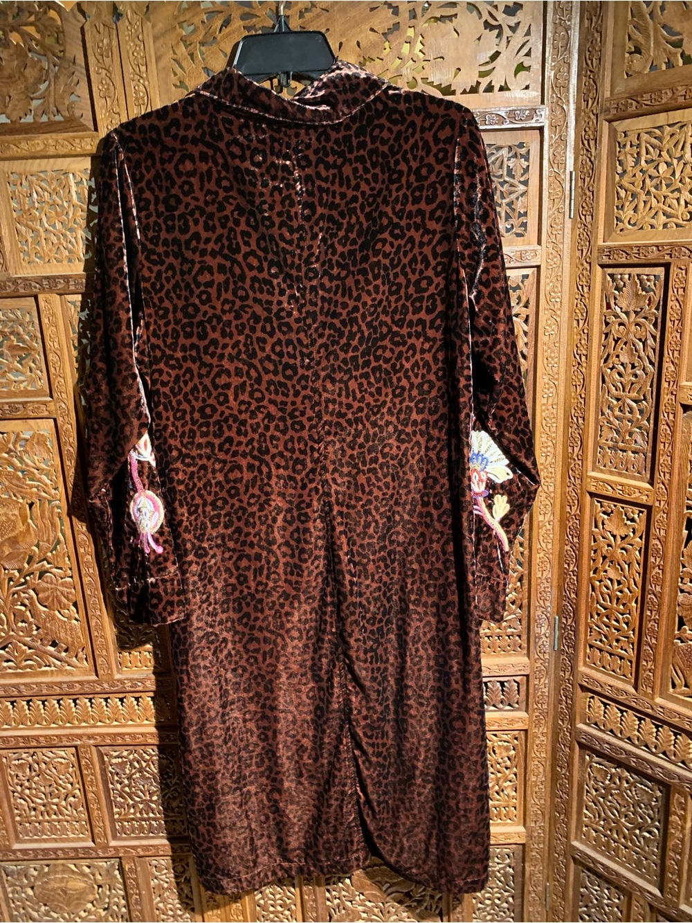 NWT Johnny Was Brown Velvet Embroidered Gineva Shirt Dress - Picture 5 of 6